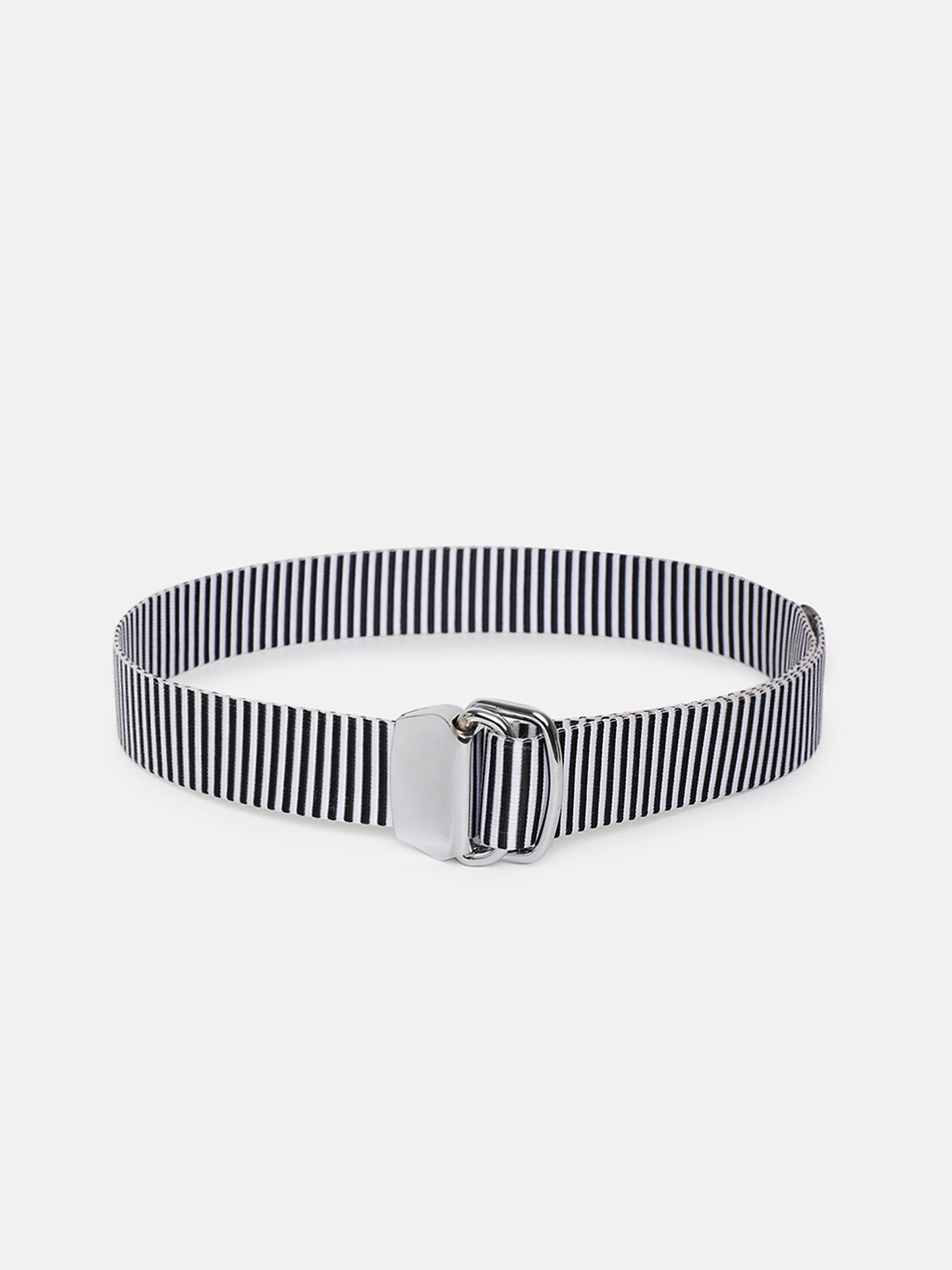 

Carlton London Men Black Striped Leather Belt