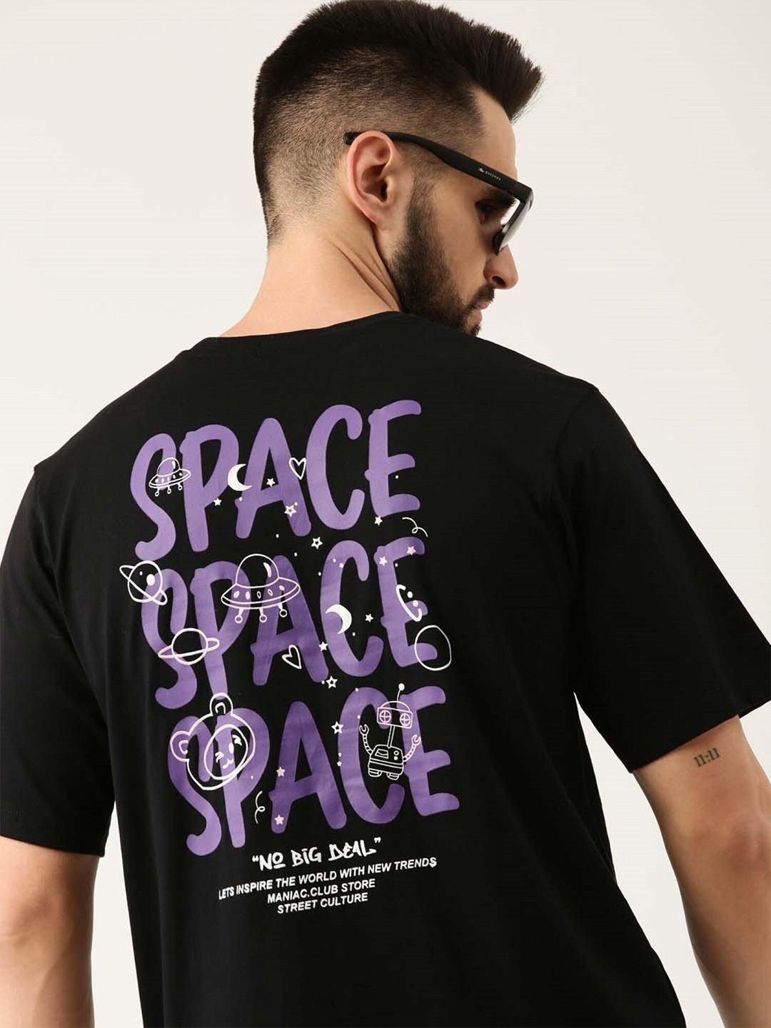 

Maniac Men Black & Purple Cotton Boxy T-shirt