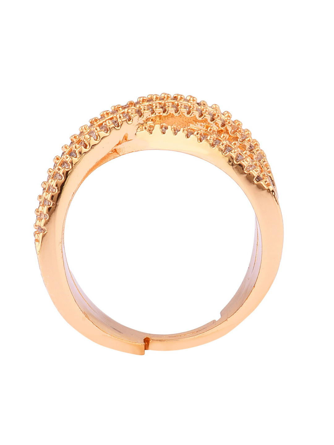 

FEMMIBELLA Gold-Plated American Diamond Studded Finger Ring