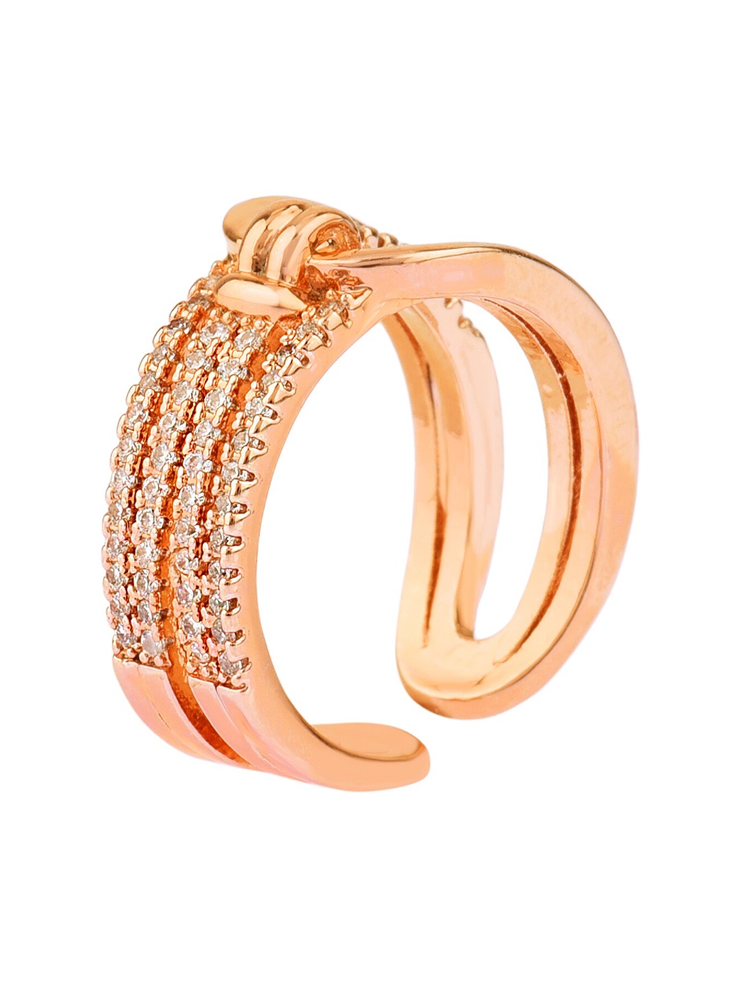 

FEMMIBELLA Gold-Plated White AD Studded Finger Ring