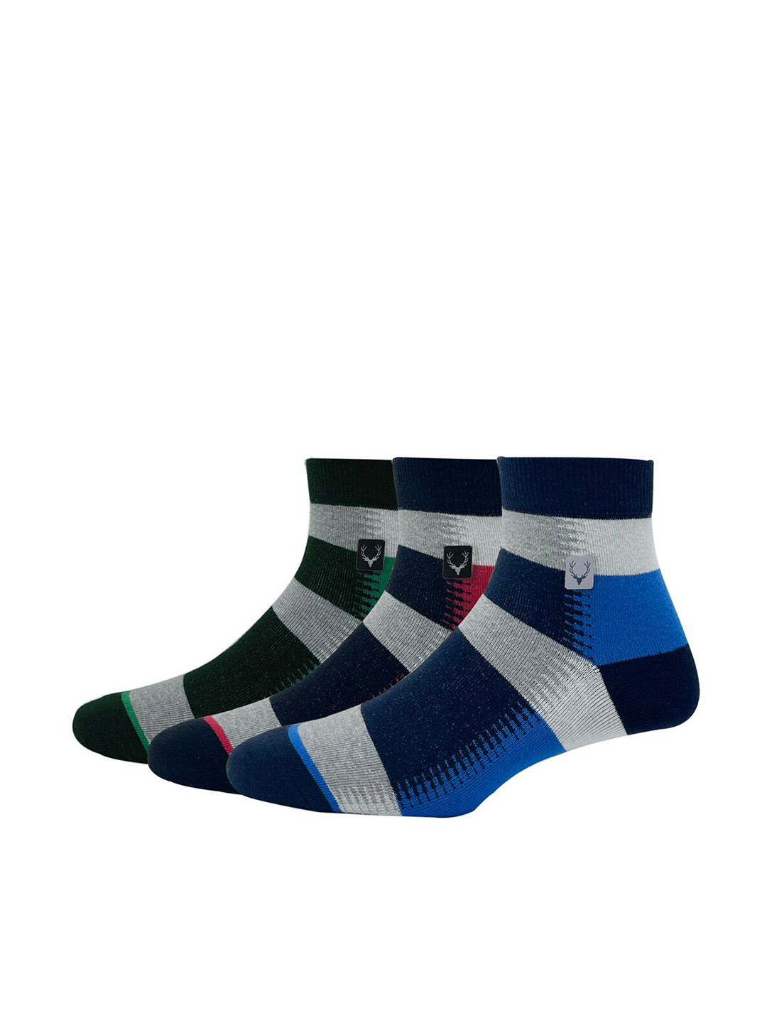 

Allen Solly Men Pack Of 3 Striped Cotton Above Ankle Socks, Green