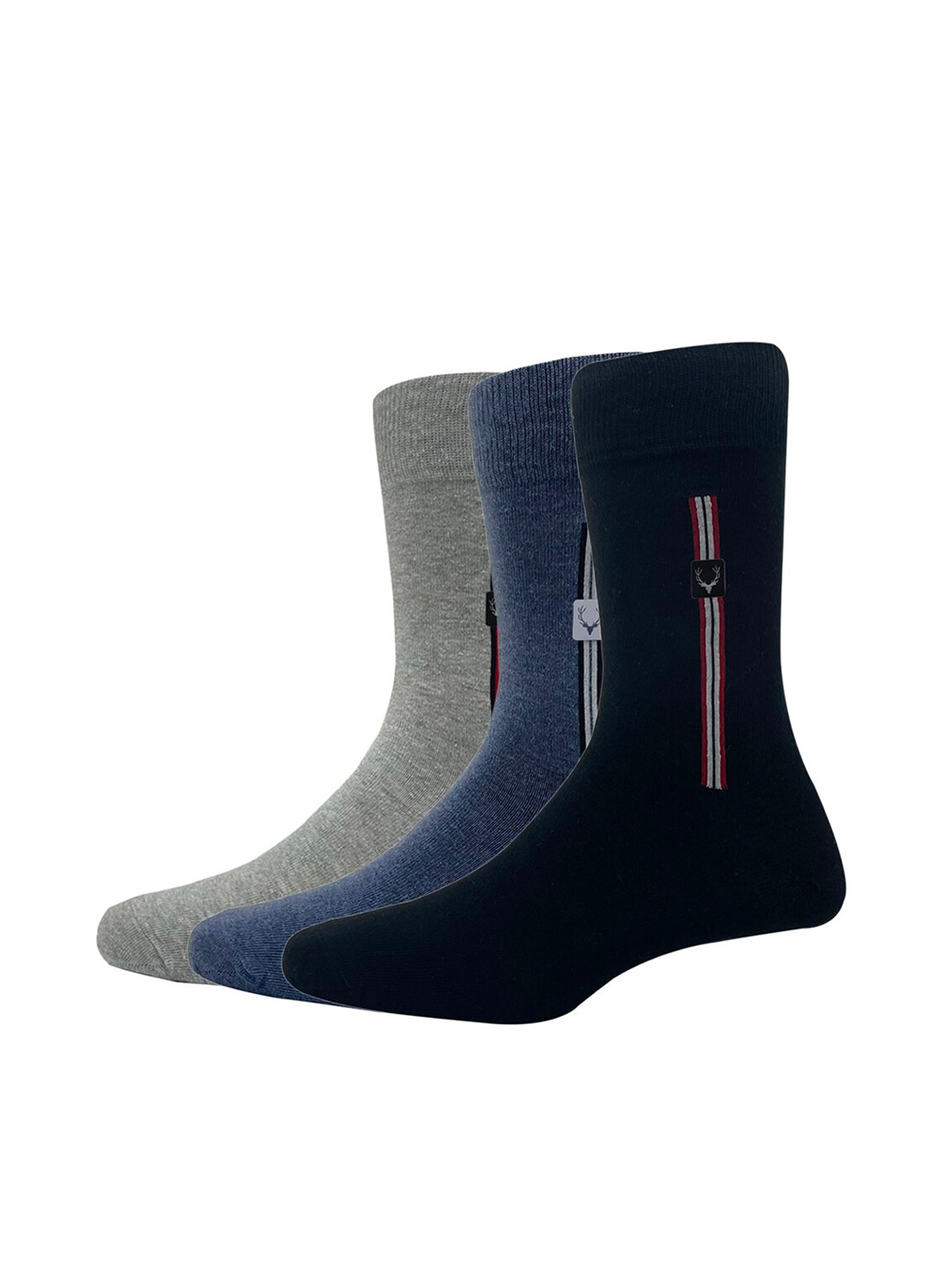 

Allen Solly Men Pack of 3 Solid Calf-Length Socks, Grey melange