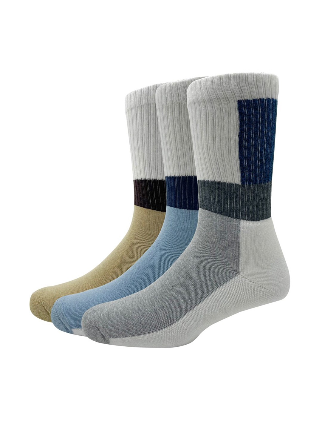 

Allen Solly Men Pack Of 3 Colorblocked Calf-Length Cotton Socks, Blue