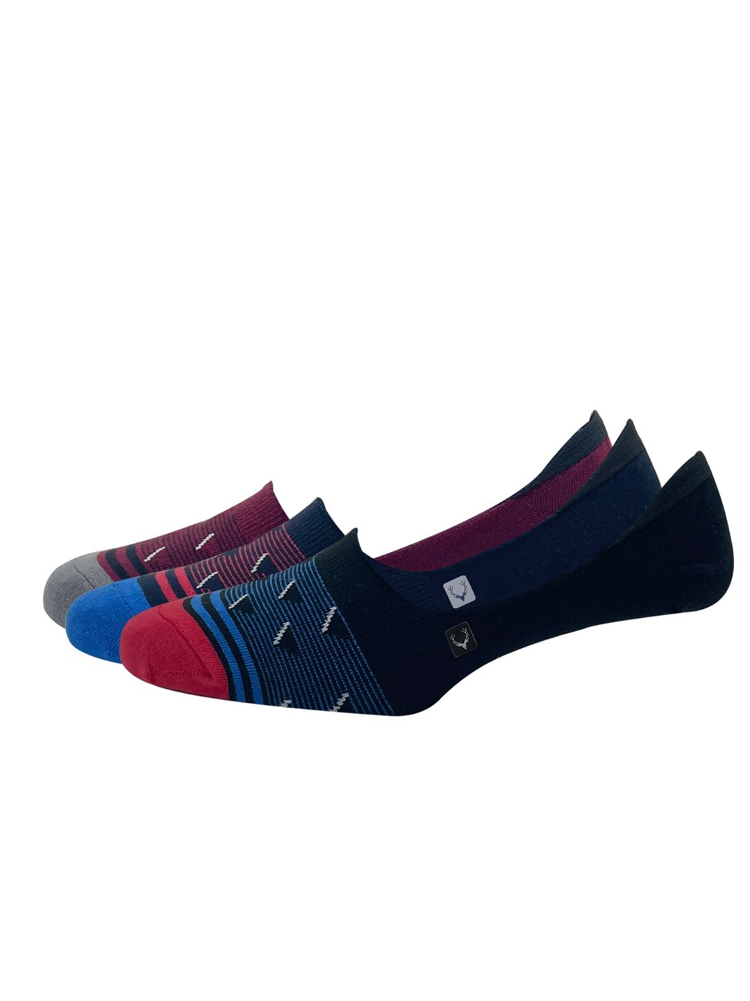 

Allen Solly Men Pack of 3 Black & Navy Blue Patterned Shoe Liners
