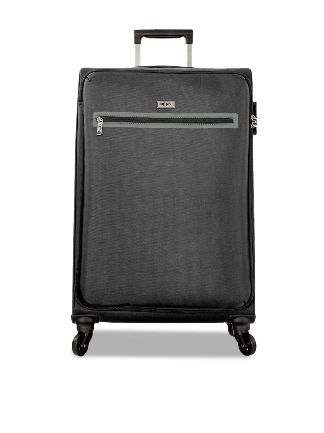

Heys Black Solid Soft-Sided Lightweight Exterior Fabric Medium Trolley Bag
