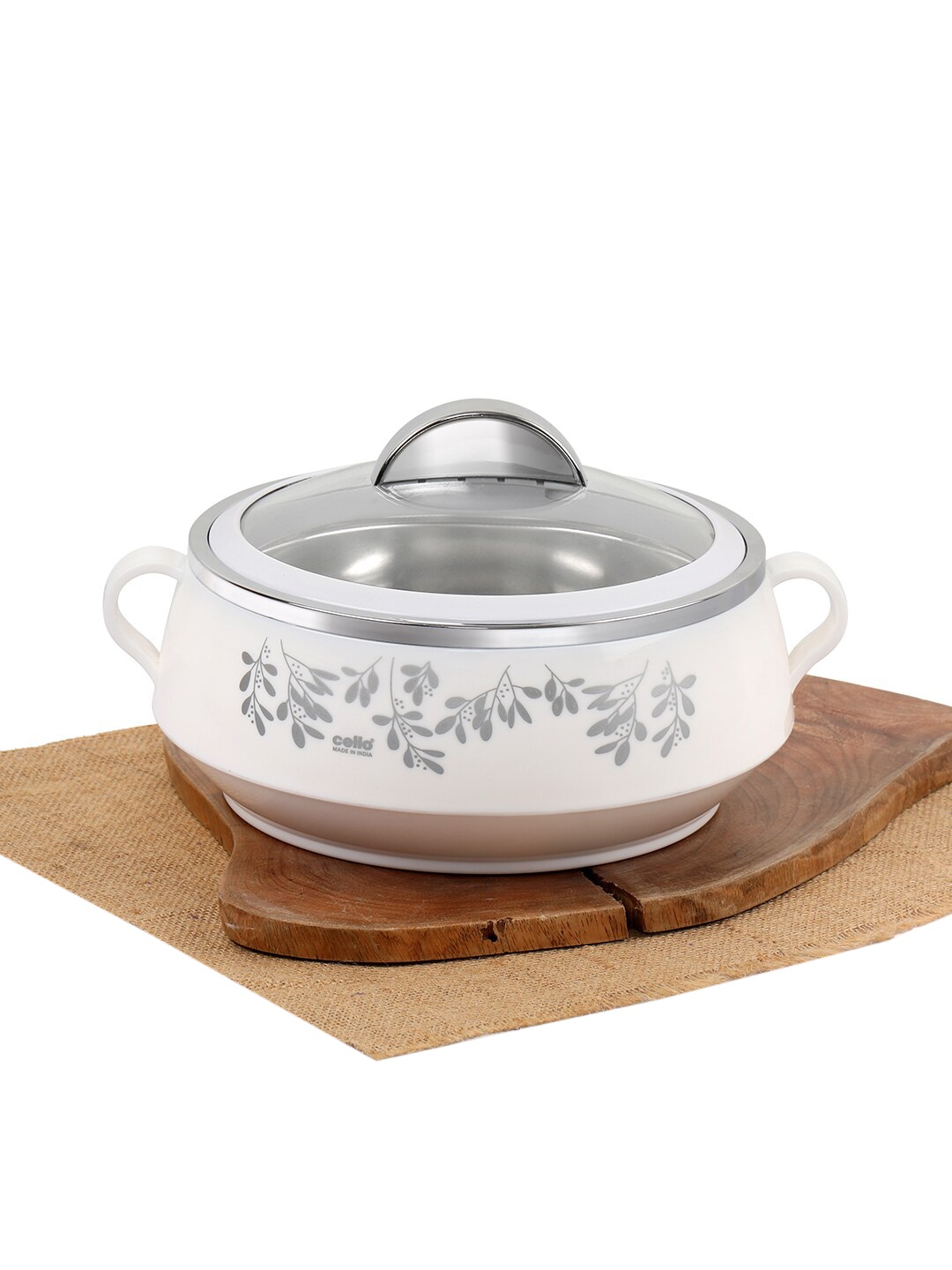 

Cello Set Of 3 White Printed Insulated Serving Casserole