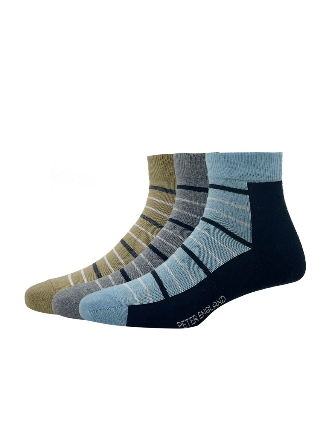 

Peter England Men Pack Of 3 Patterned Above Ankle-Length Socks, Black