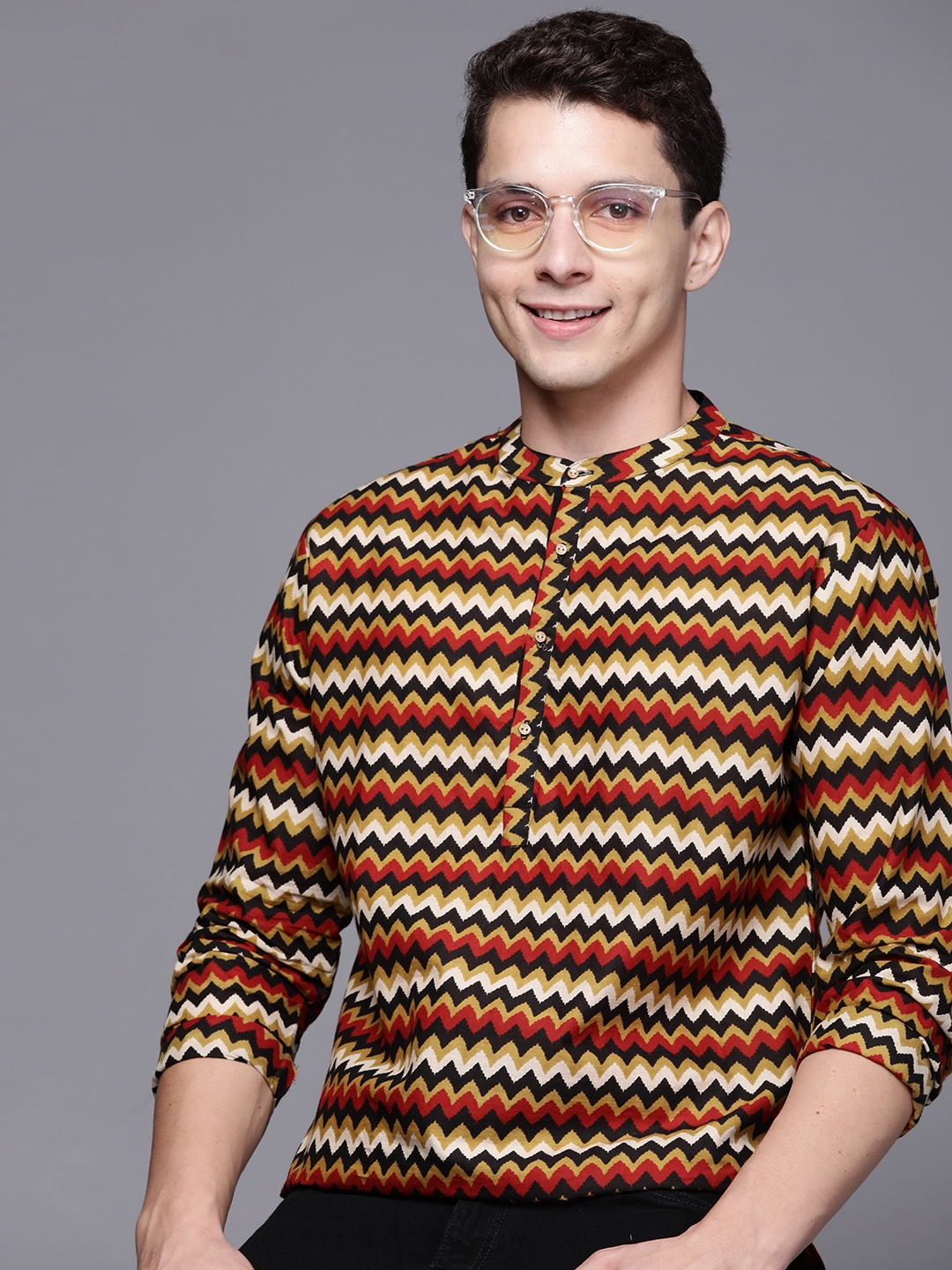 

Indo Era Men Geometric Printed Kurta, Multi