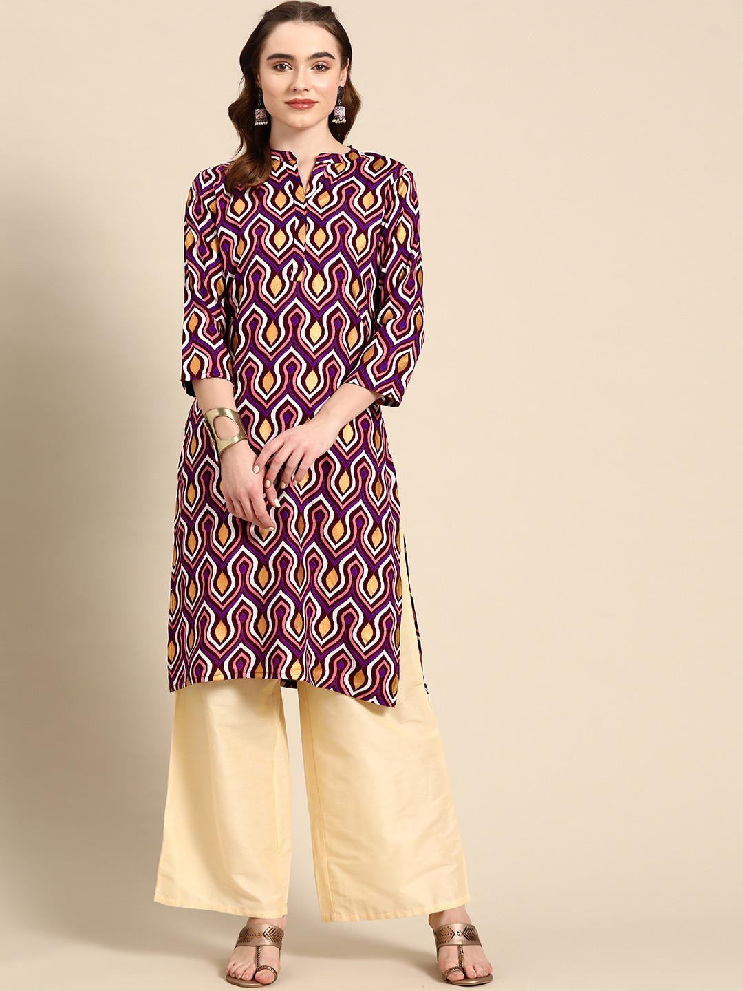 

Sangria Women Ethnic Motifs Printed Kurta, Purple