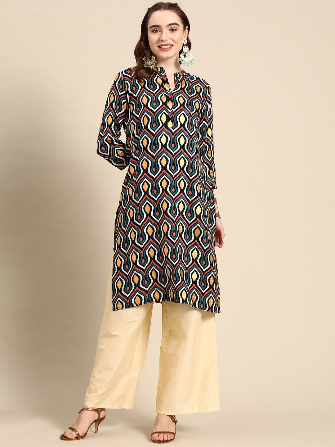 

Sangria Women Ethnic Motifs Printed Kurta, Green