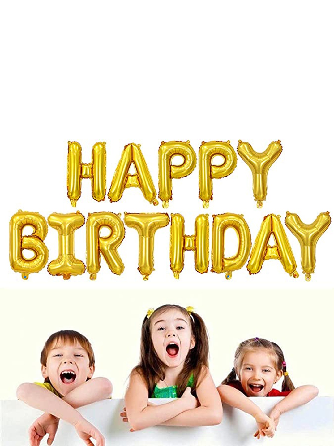 

BS AMOR Gold-Toned Birthday Banner Metallic Balloons