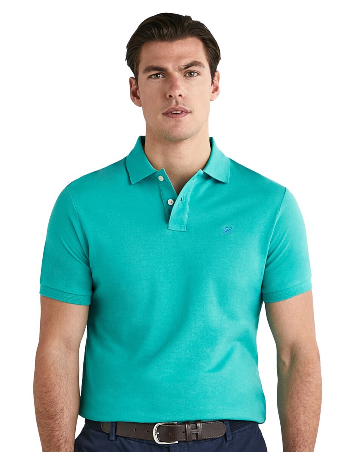 

HACKETT LONDON Men Blue Polo Collar Pure Cotton T-shirt