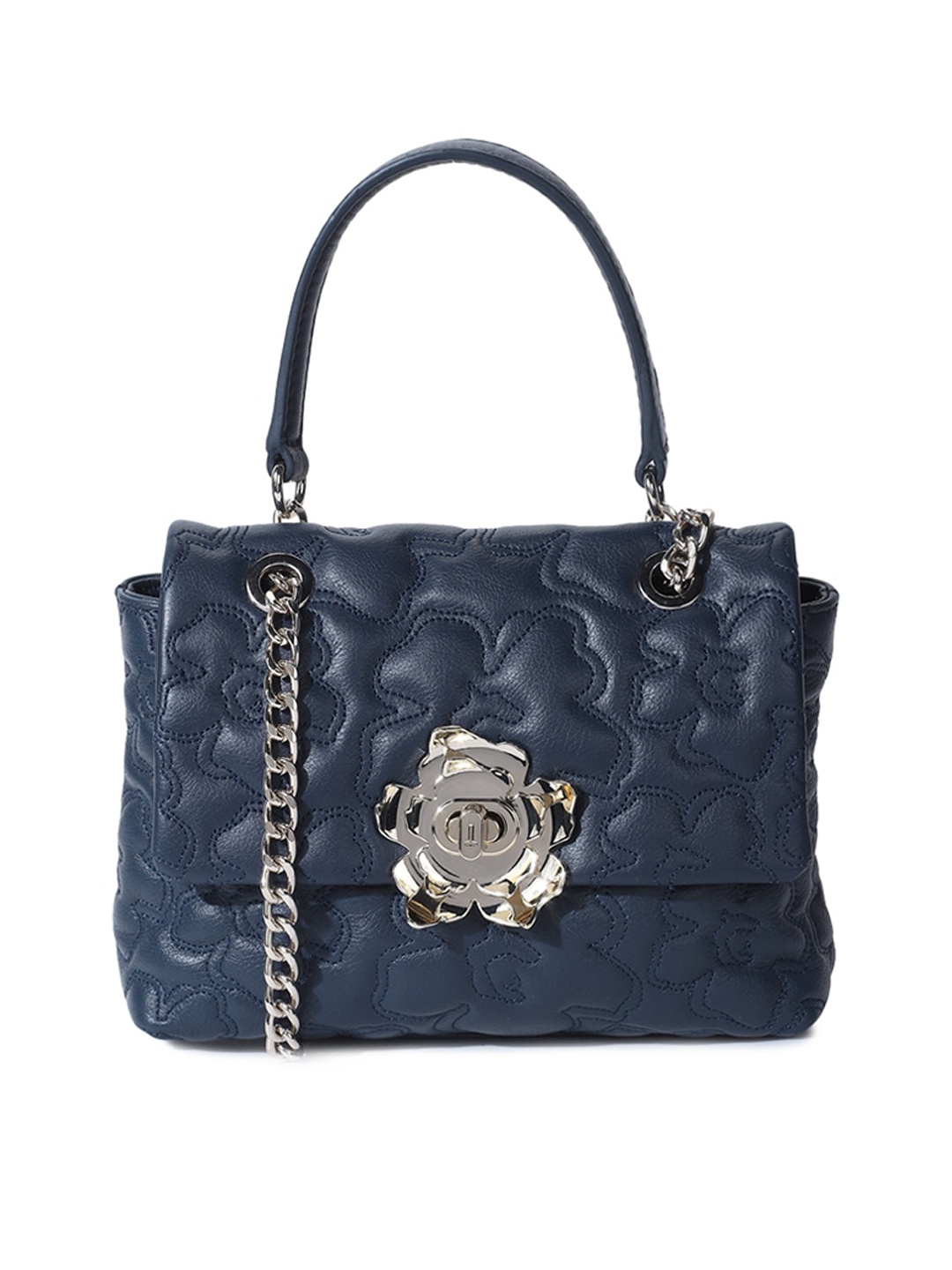 

Ted Baker Women Blue Leather Structured Handheld Bag