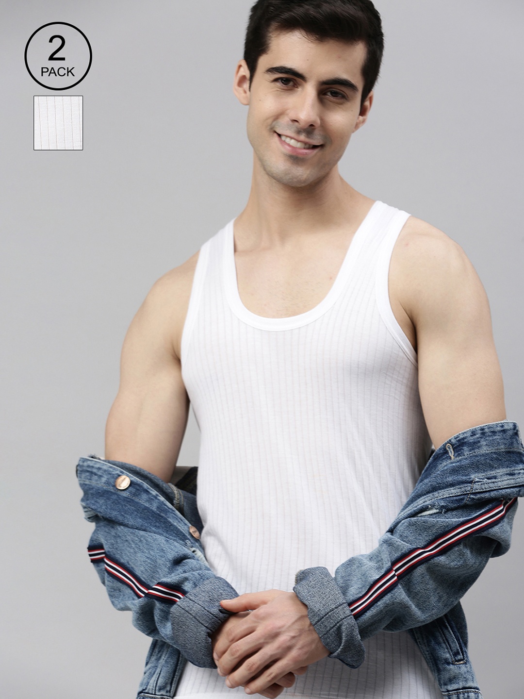 

Lux Cozi Pack of 2 Pure Cotton Round Neck Half-Sleeve Innerwear Vests, White