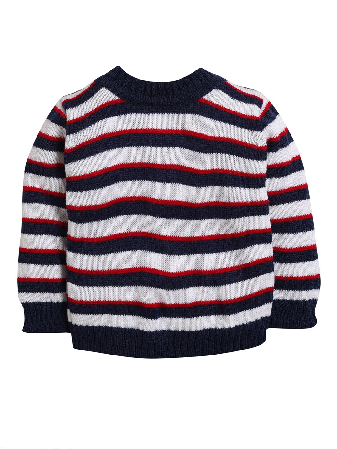 

Little Angels Unisex Kids White & Navy Blue Striped Pullover