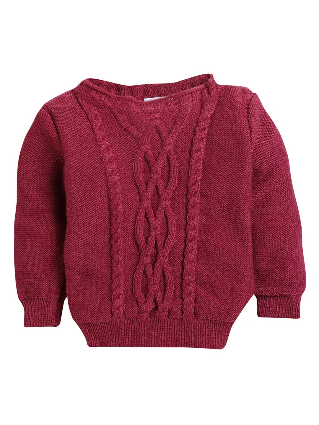

Little Angels Kids Maroon Cable Knit Acrylic Pullover Sweater