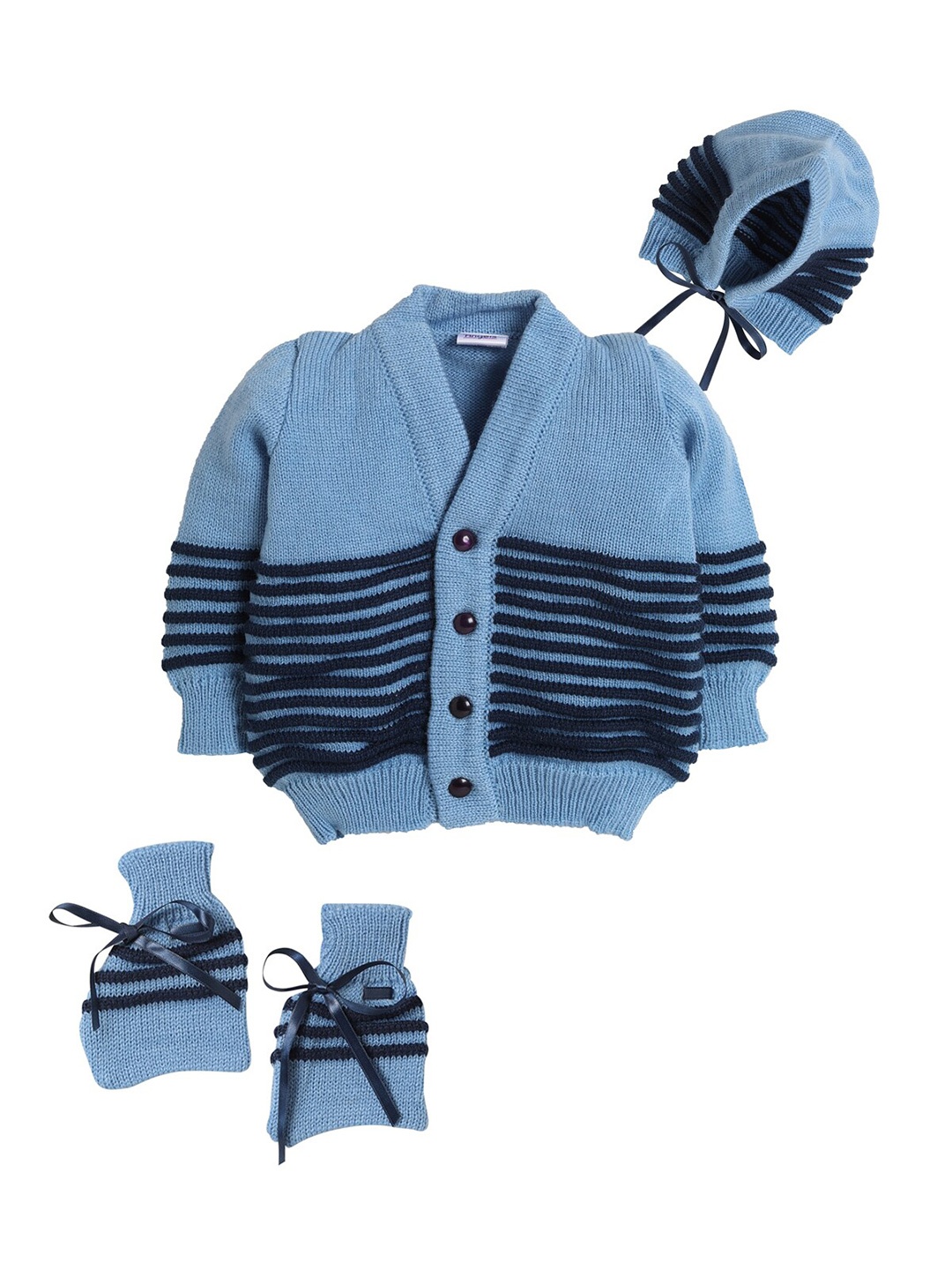 

Little Angels Unisex Kids Blue & Black Striped Cardigan