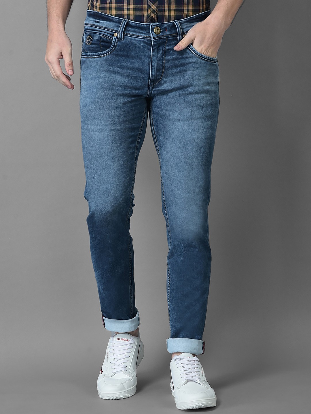 

Canary London Men Blue Smart Skinny Fit Low-Rise Printed Cotton Stretchable Jeans