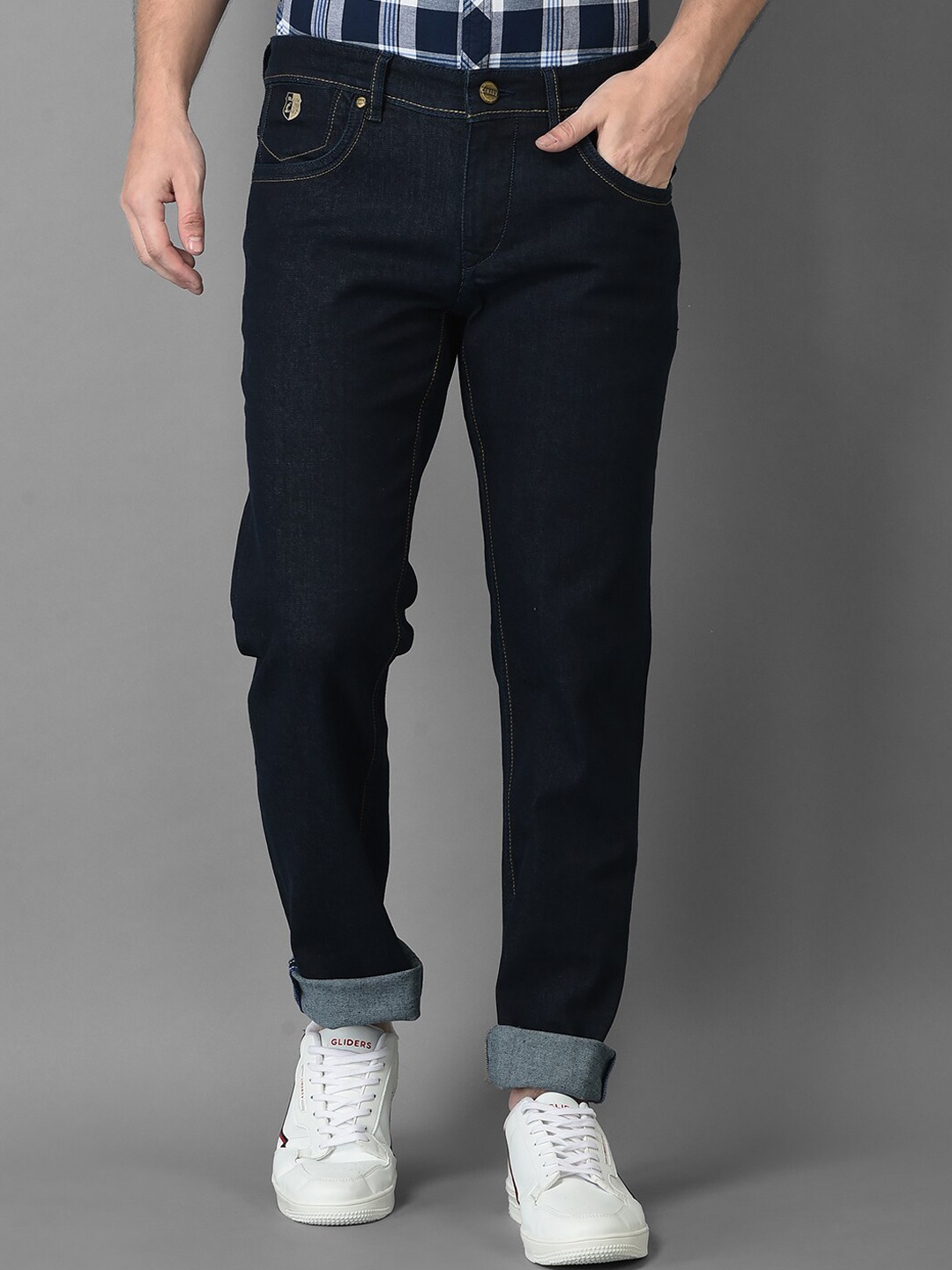 

Canary London Men Blue Smart Slim Fit Low-Rise Printed Clean Look Stretchable Jeans