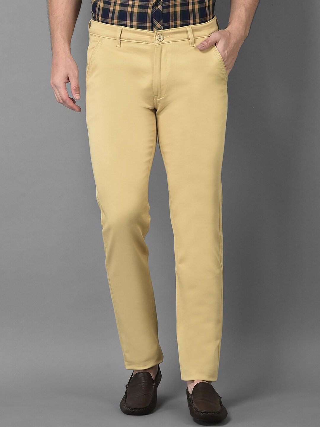

Canary London Men Beige Smart Slim Fit Wrinkle Free Trouser