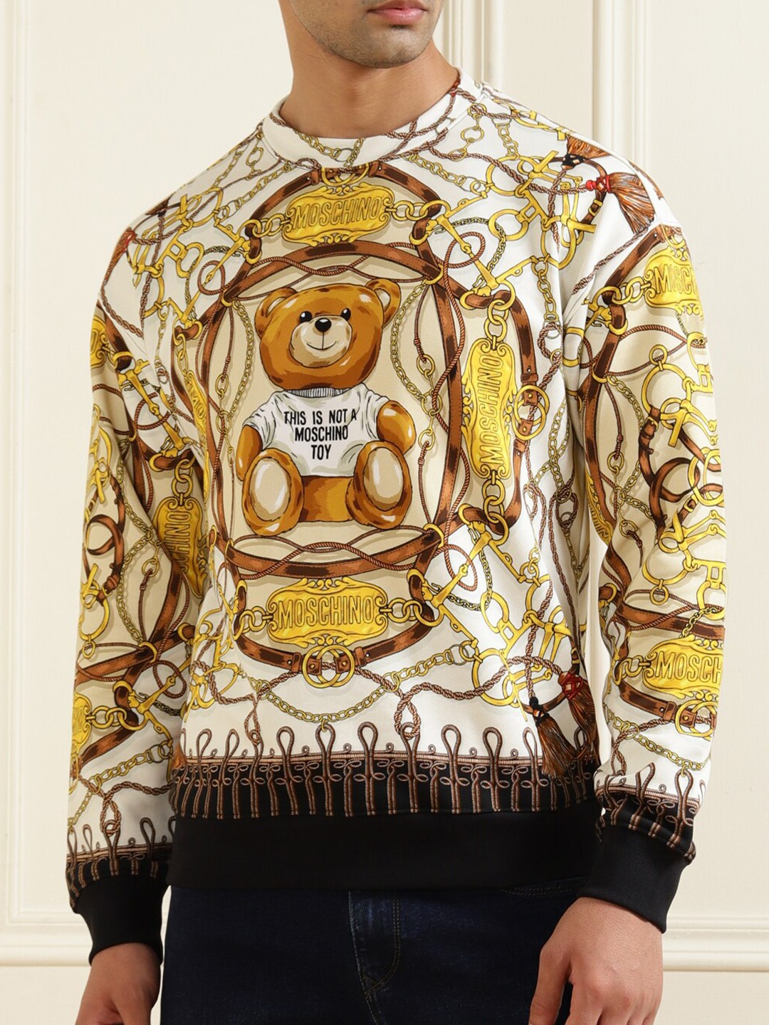 

MOSCHINO COUTURE Men White Cotton Printed Sweatshirt
