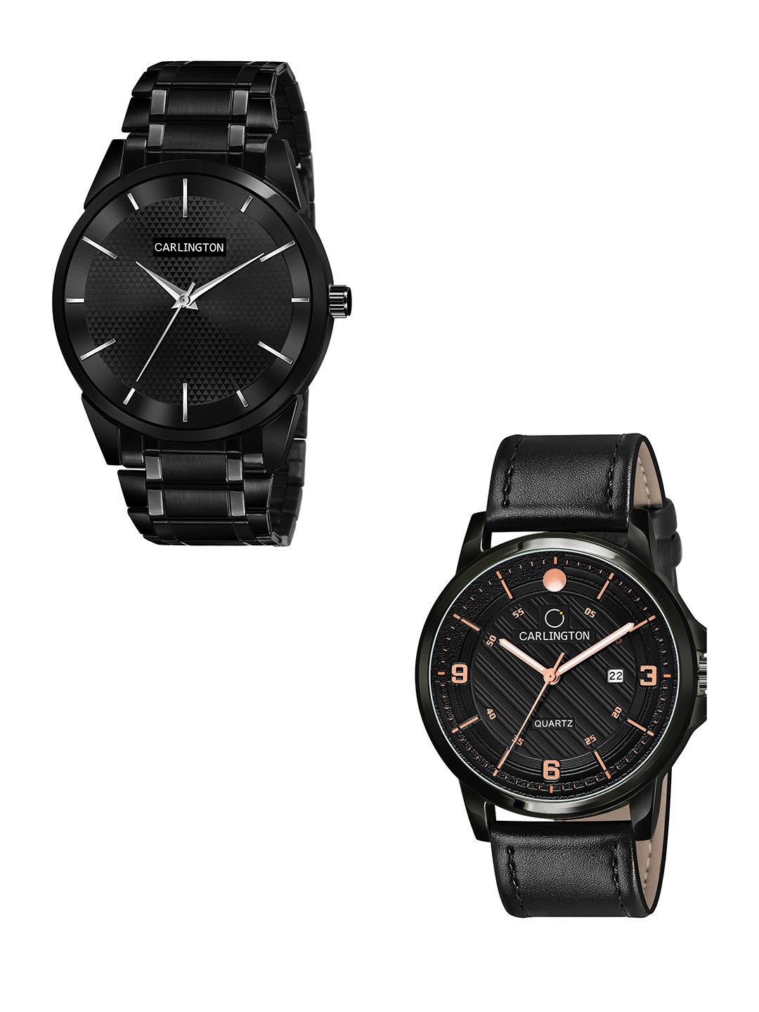 

CARLINGTON Men Set of 2 Analogue Watch Combo CT6010 BB-CT1050, Black