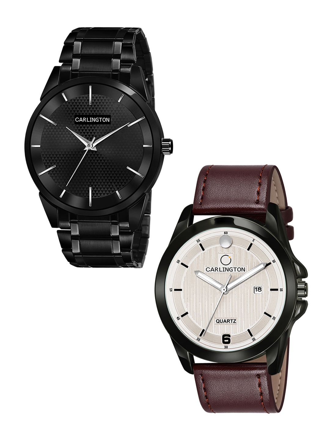 

CARLINGTON Men Set of 2 Black Dial Analogue Combo Watch