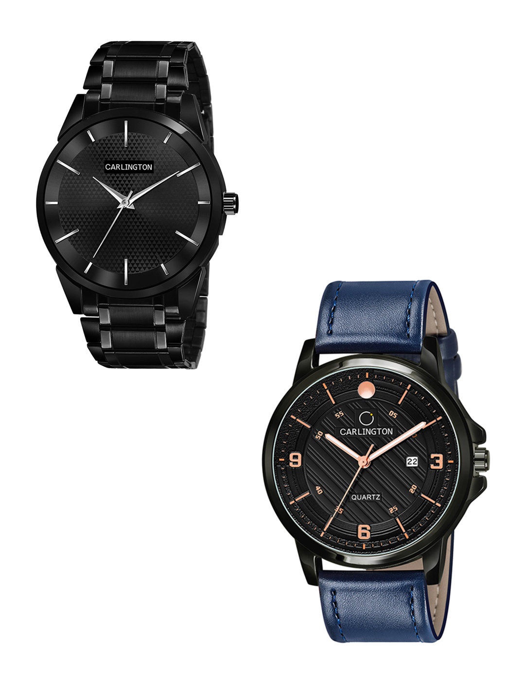 

CARLINGTON Men Set Of 2 Black Dial Analogue Combo Watch Combo CT6010 BB-CT1050