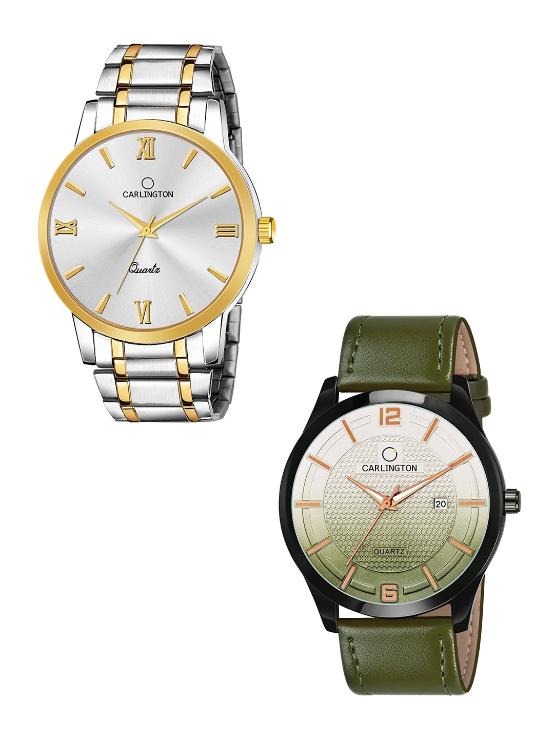 

CARLINGTON Men Pack of 2 Analogue Combo Watch Combo CT6210 SS-CT1010, White
