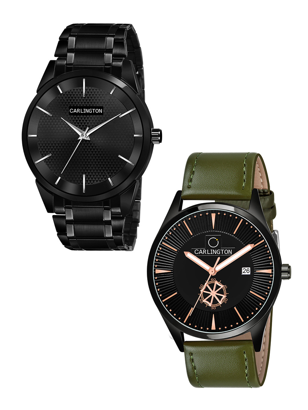 

CARLINGTON Men Pack of 2 Analogue Combo Watch Combo CT6010 BB-CT1020, Black