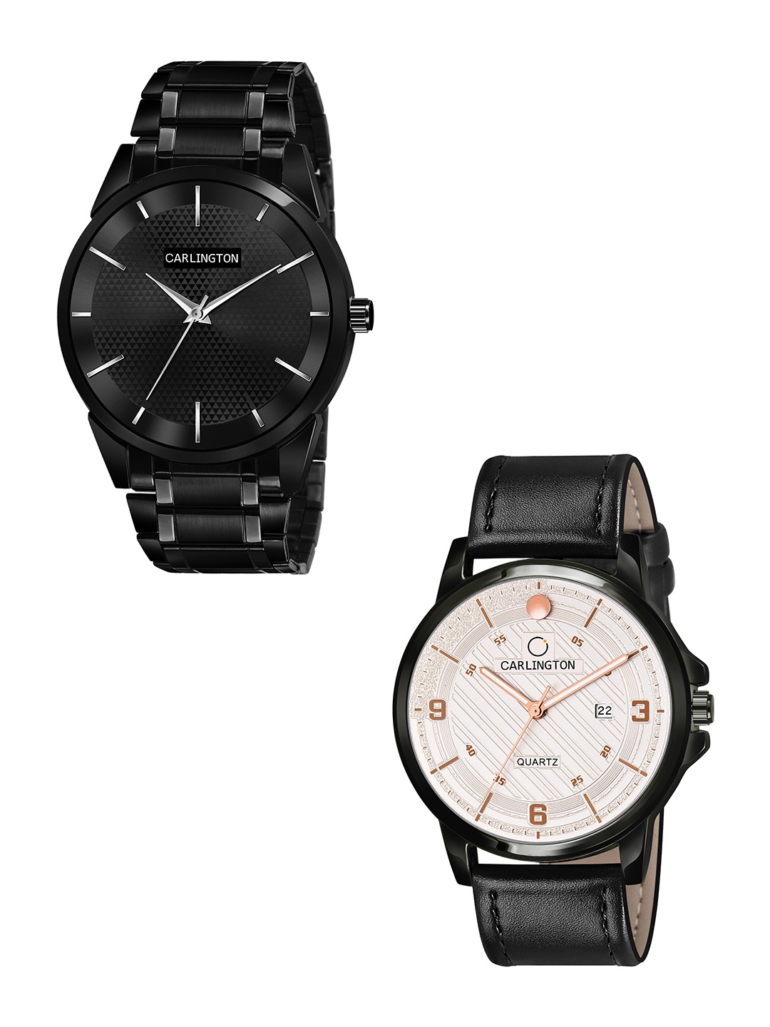 

CARLINGTON Men Multicoloured Printed Dial & Multicoloured Leather Straps Analogue Watch Combo CT6010, Black