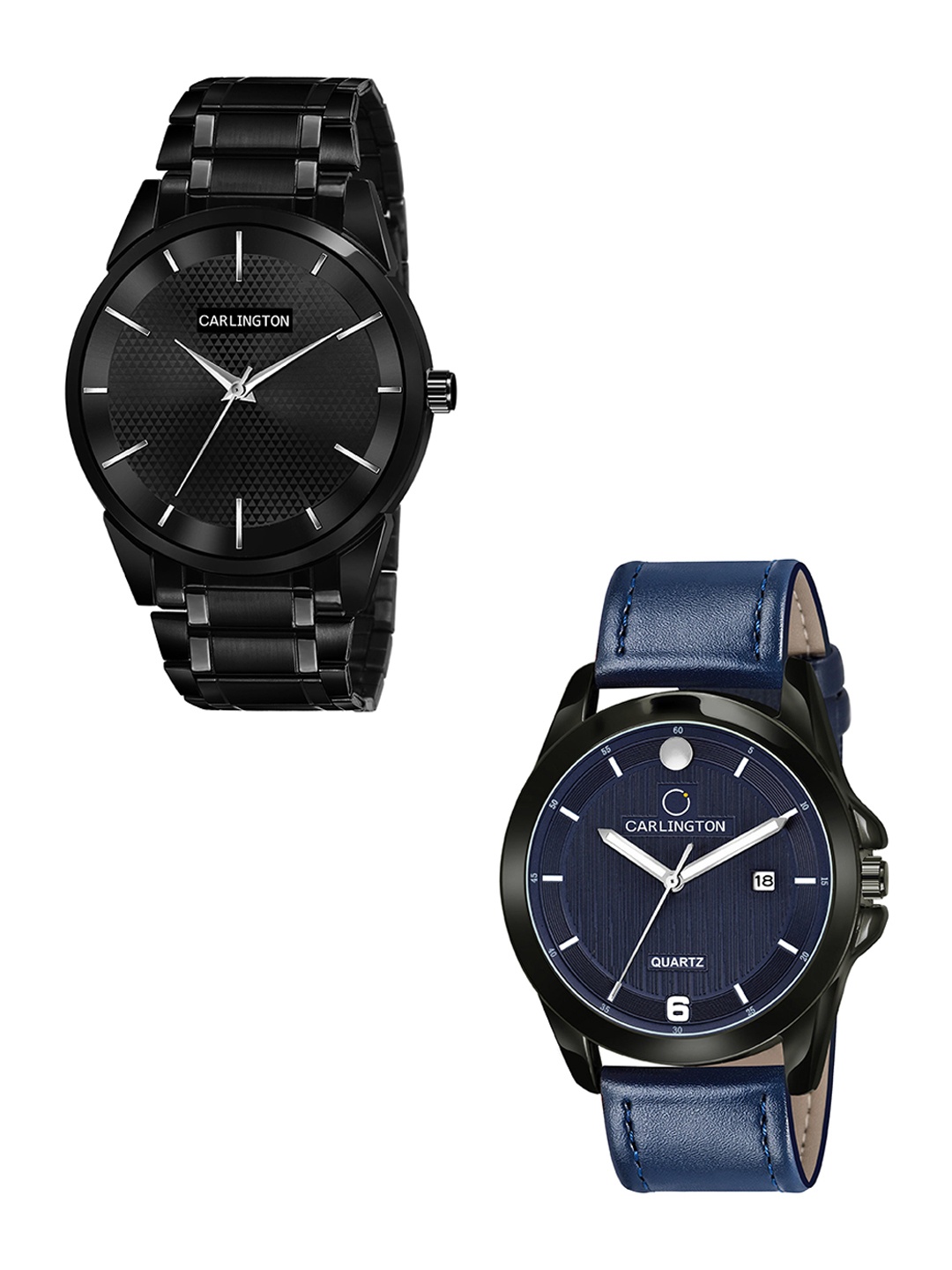 

CARLINGTON Men Set Of 2 Black Dial & Black Analogue Watches Combo CT6010 BB-CT1040