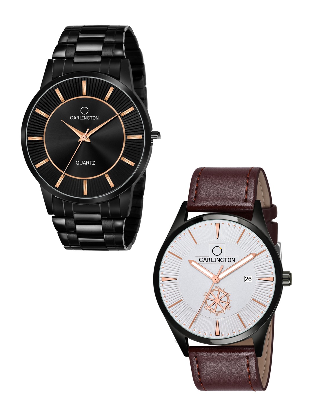 

CARLINGTON Men Pack of 2 Analogue Combo Watch Combo CT6020 BB-CT1020, Black