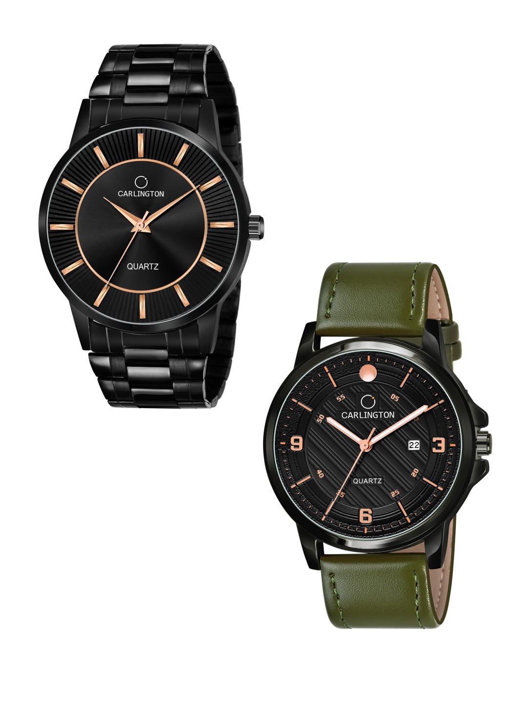 

CARLINGTON Men Embellished Dial & Leather Straps Analogue Watch, Black
