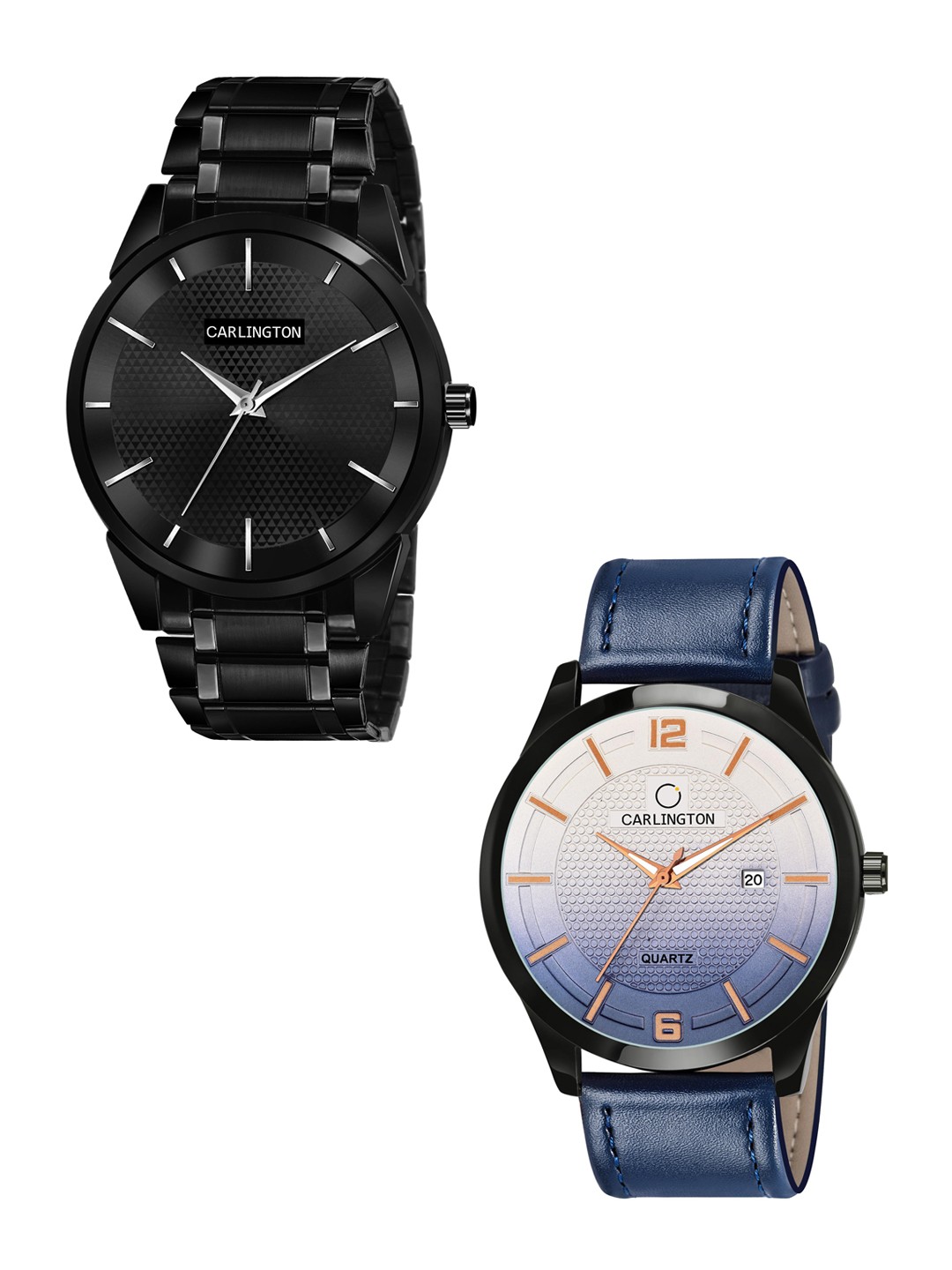 

CARLINGTON Men Pack Of 2 Black & Navy Blue Analogue Watch Combo CT6010 BB