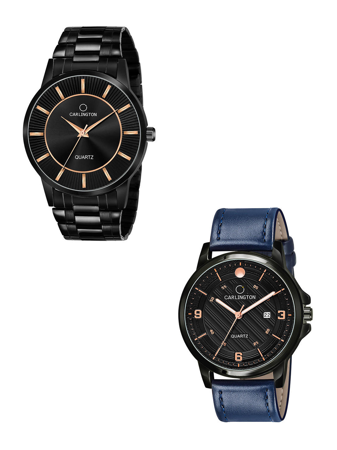 

CARLINGTON Men Black Dial & Black Leather Straps Analogue Watch Combo CT6020