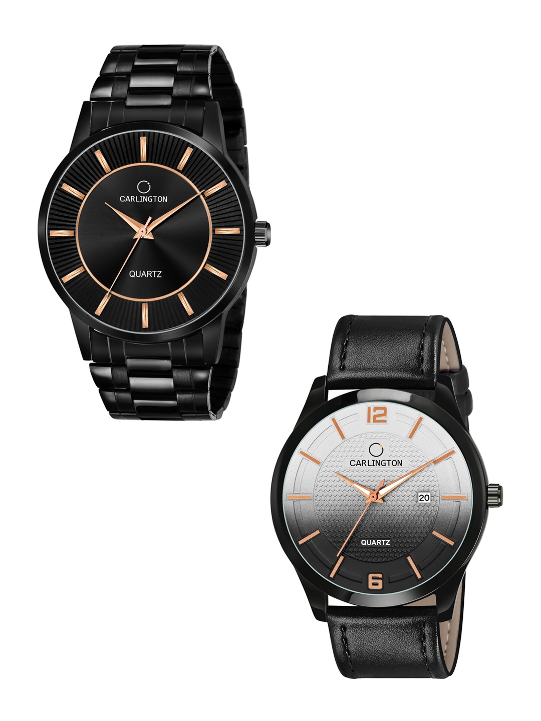 

CARLINGTON Men Set of 2 Analogue Watch Combo CT6020 BB-CT1010, Black