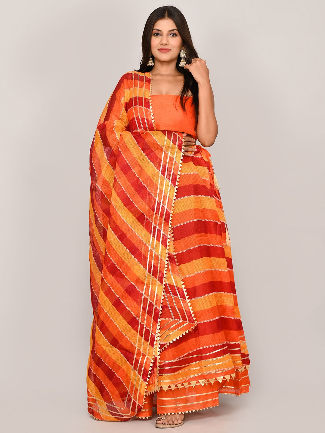 

Kesarya Orange & Red Ready to Wear Lehenga & Unstitched Blouse With Dupatta