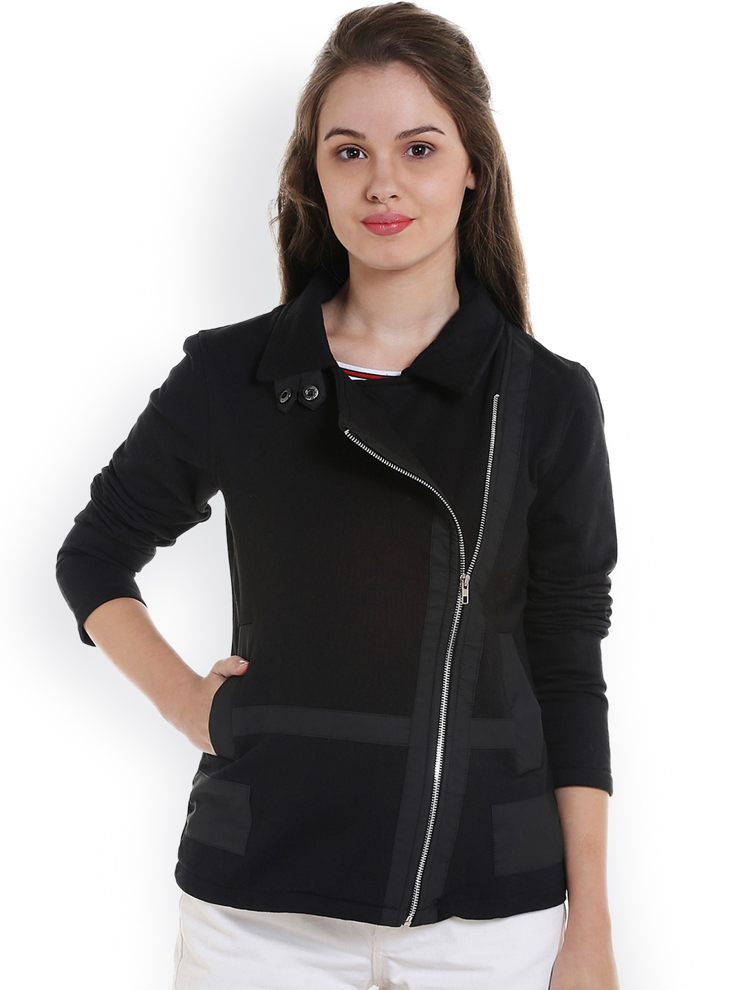 

Campus Sutra Women Black Solid Bomber Jacket
