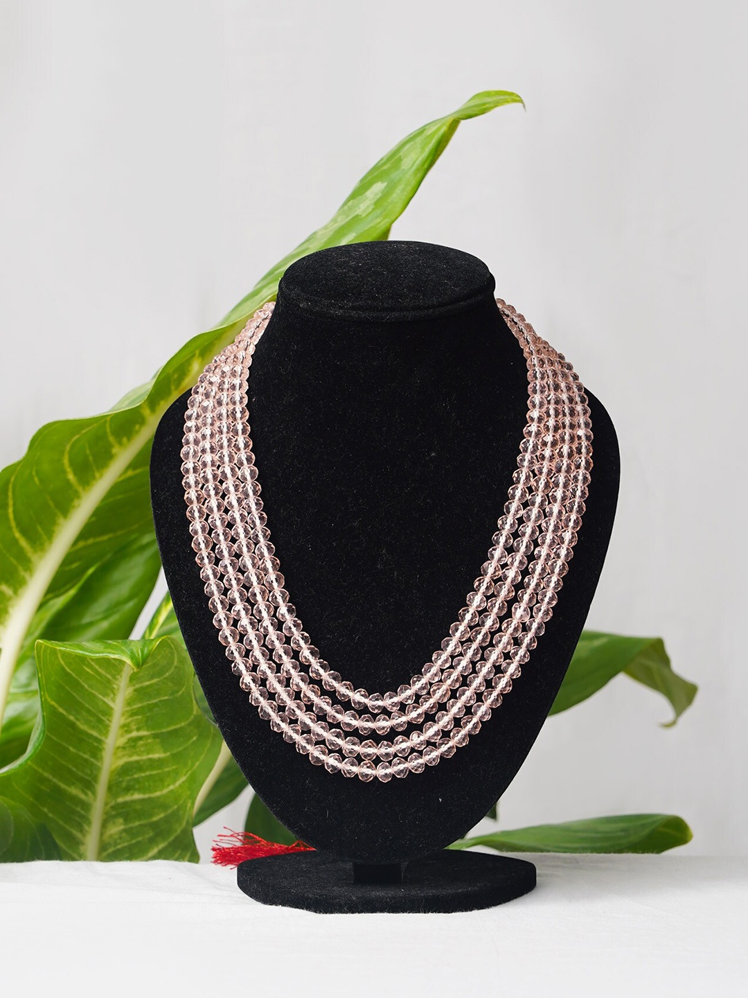 

Unnati Silks Pink Beaded Layered Necklace