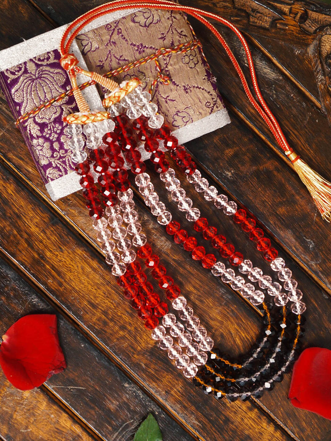 

Unnati Silks Maroon & White Layered Necklace