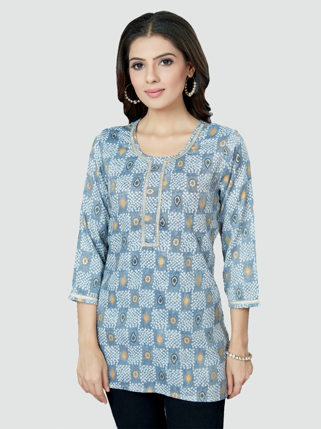 

Saree Swarg Blue Erhnic Motifs Printed Kurti