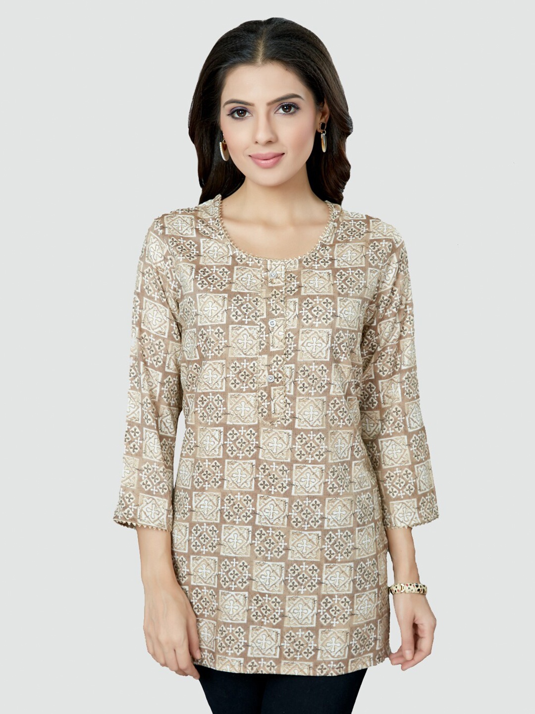 

Saree Swarg Beige Ethnic Motifs Printed Kurti