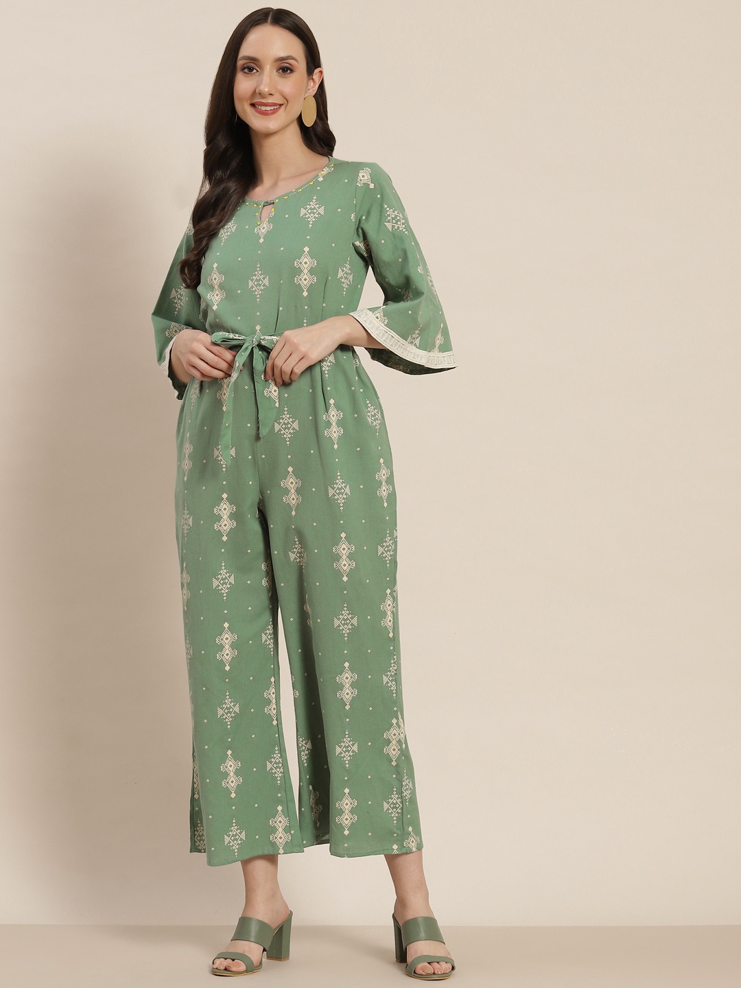 

Juniper Green Printed Basic Jumpsuit