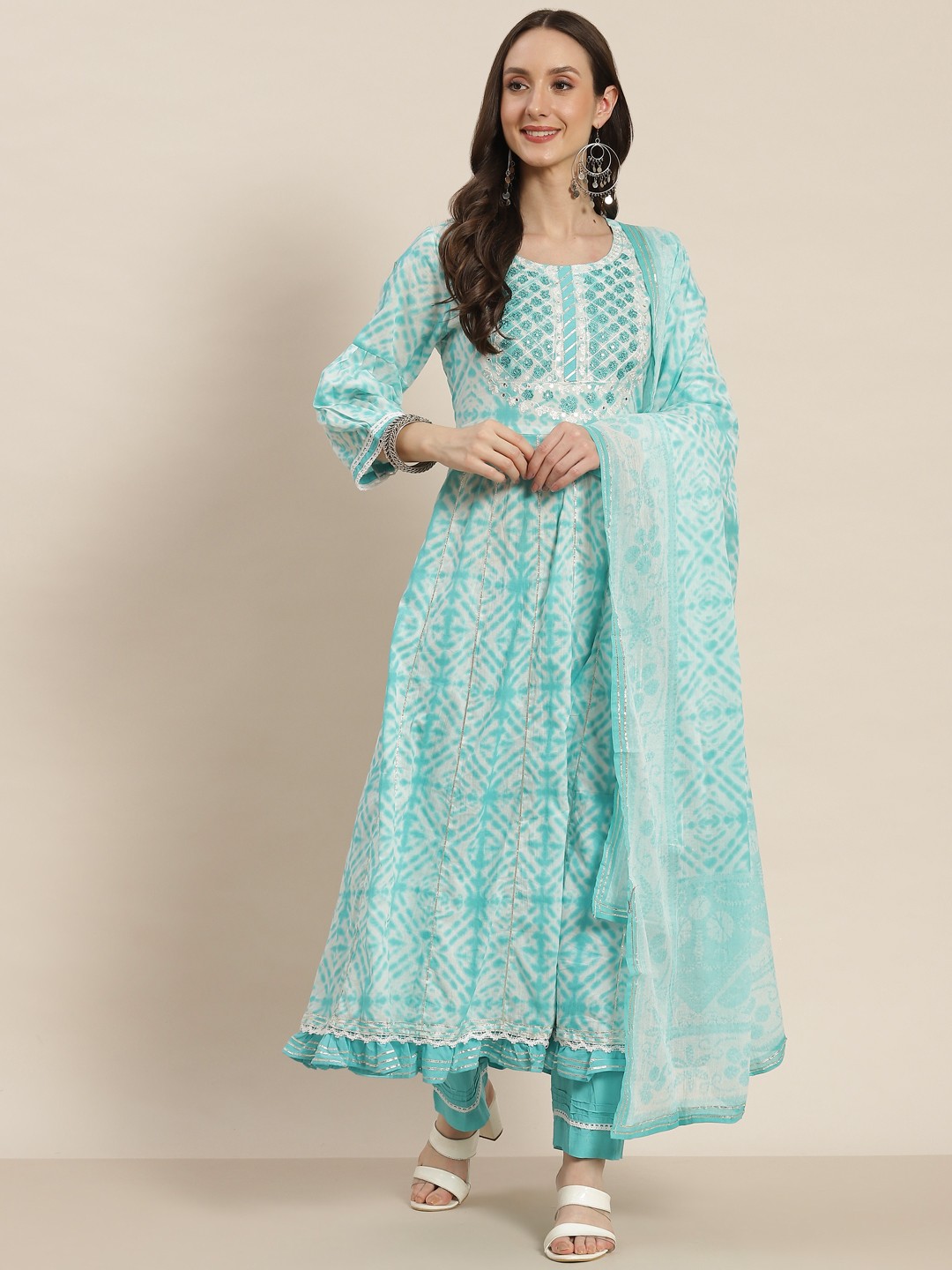 

Juniper Women Blue Ethnic Motifs Printed Pure Cotton Kurta with Trousers & Dupatta