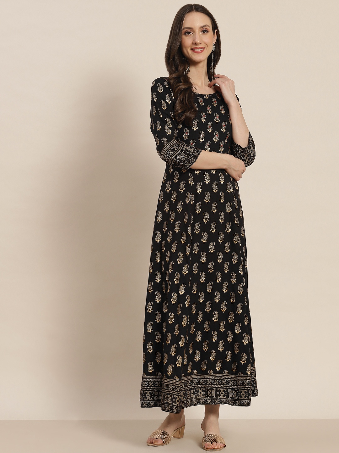 

Juniper Women Black Printed Flared A-Line Dress