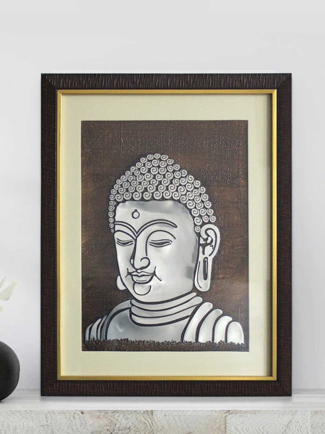 

SHREE KALA HOME DECOR Brown Buddha Foil Art Painting