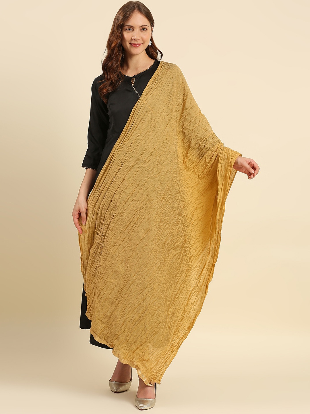 

Dupatta Bazaar Women Gold-Toned Silk Dupatta