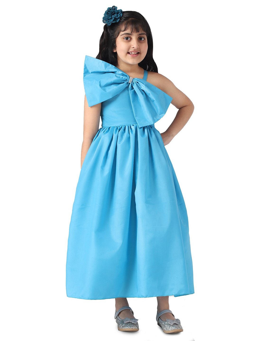 

Samsara Couture Blue Solid Fit and Flare Maxi Dress