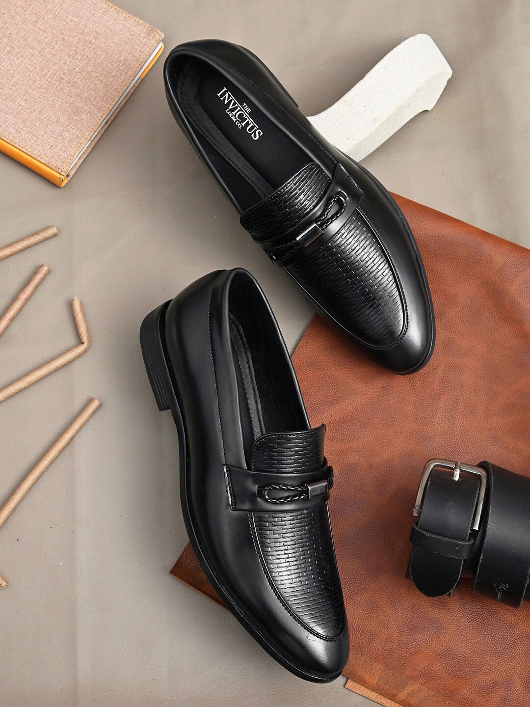 

INVICTUS Men Black Solid Formal Slip-Ons